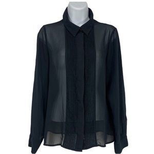 Zara Basic Women's Long Sleeved Button Down Sheer Blouse Size Medium